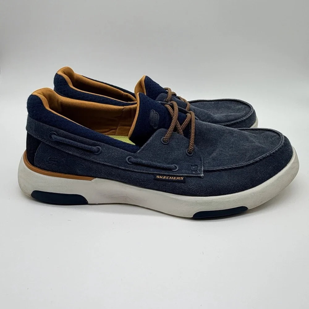 Skechers Shoes Men's Sz 9 Navy Blue Bellinger Garmo Slip On Loafers
